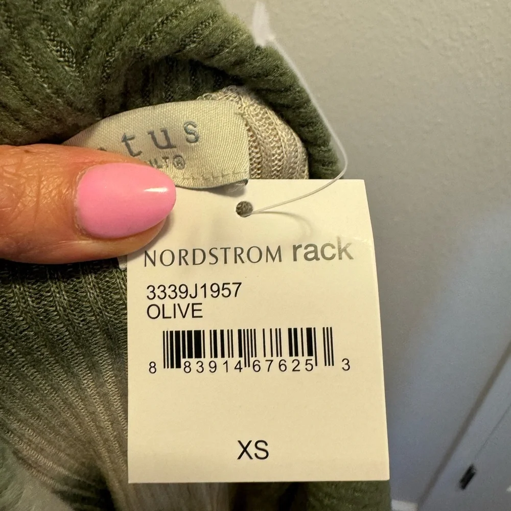 2 FOR $20 StatusChenault Oversized Cowl Neck Sweater Hi-Low Tie Dye Green XS NEW - Picture 6 of 11